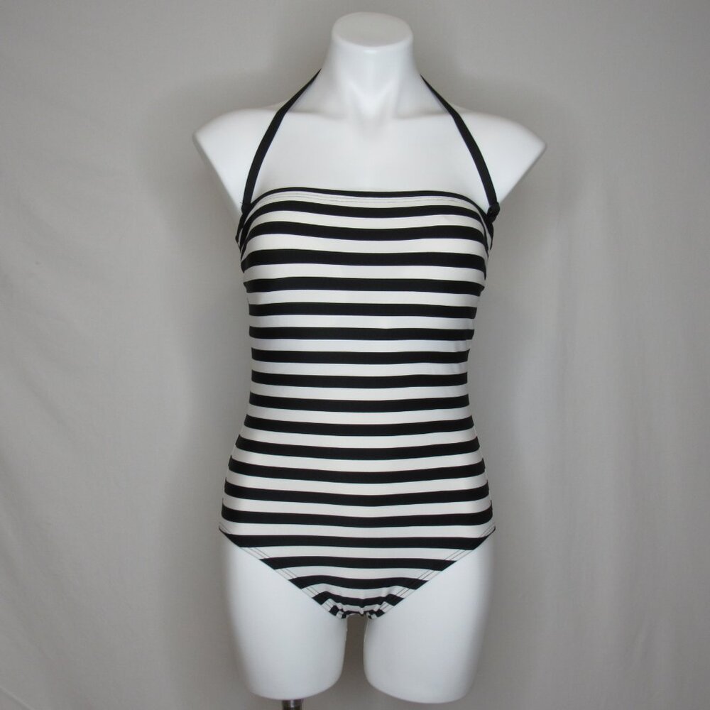 Kate Spade NY Black White Stripe One Piece Swimsuit Women's L Large - Picture 6 of 9